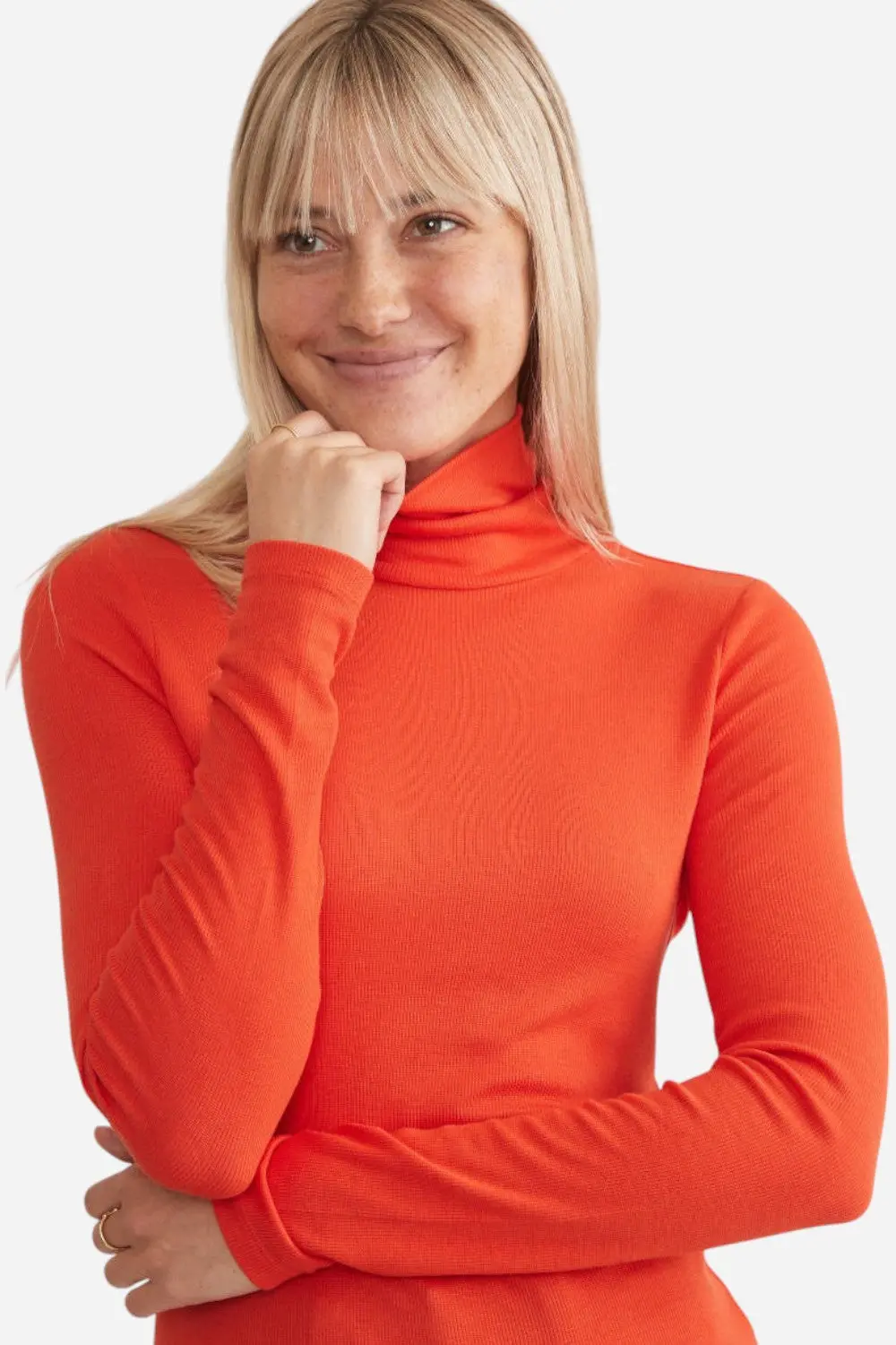 Marine Layer Lexi Rib Turtleneck In Scarlet 2