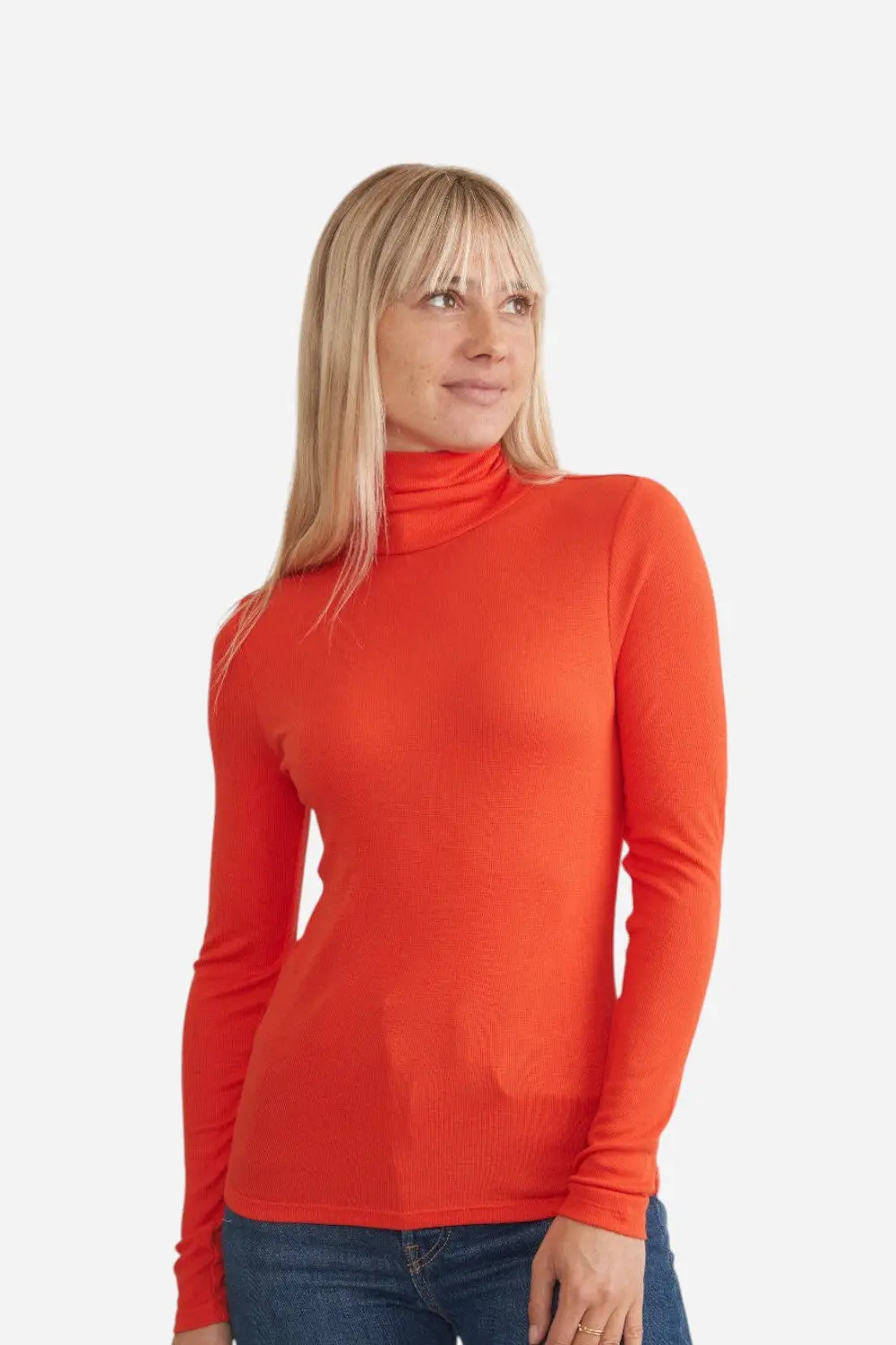 Marine Layer Lexi Rib Turtleneck In Scarlet 3