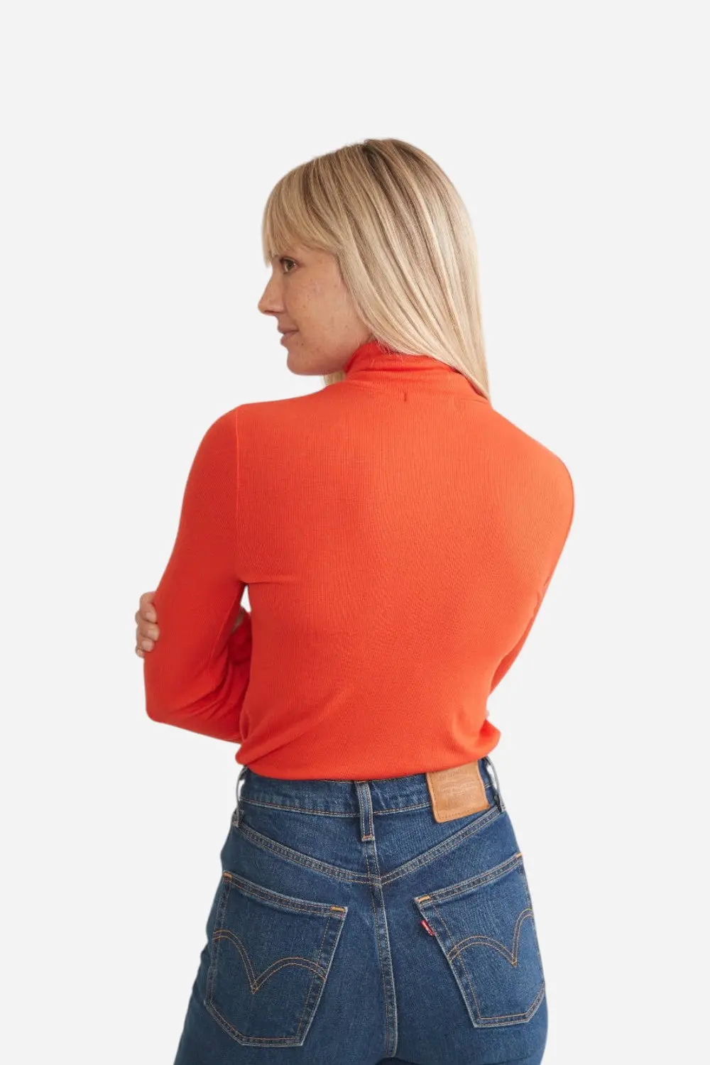 Marine Layer Lexi Rib Turtleneck In Scarlet 4
