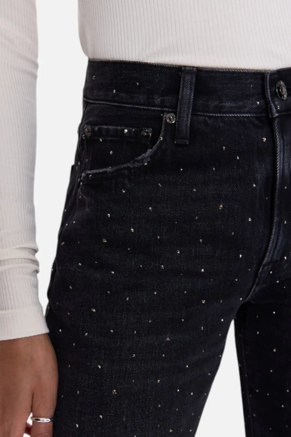 Pistola Lexi Mid Rise Bowed Straight Jean In Silver Screen 2