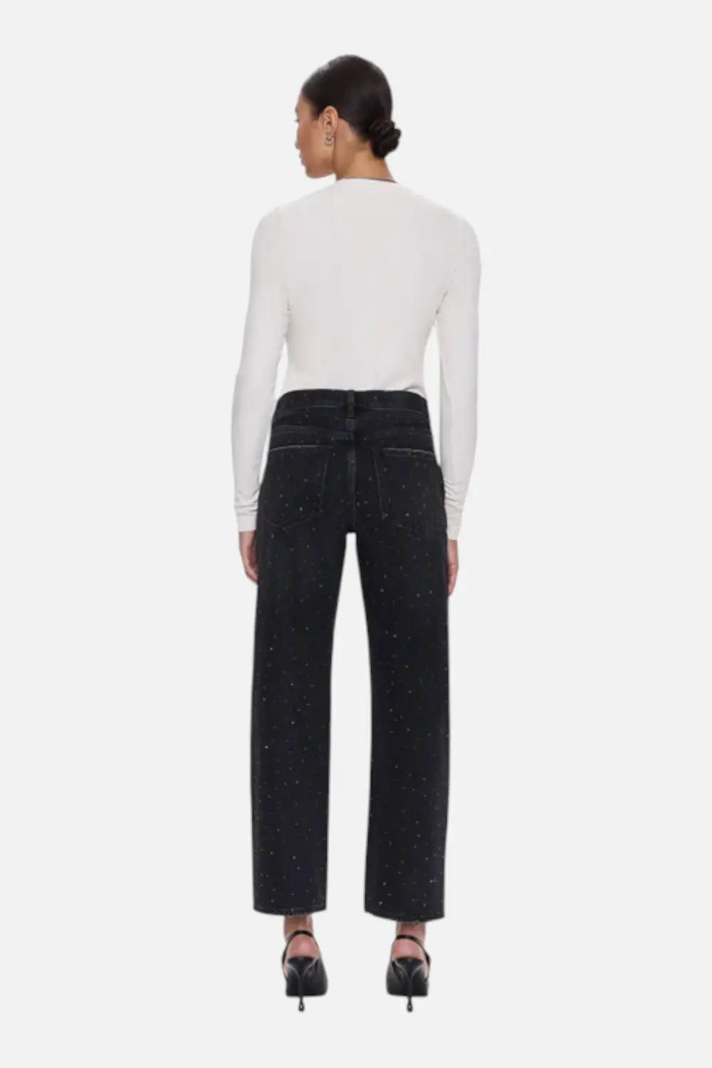 Pistola Lexi Mid Rise Bowed Straight Jean In Silver Screen 3