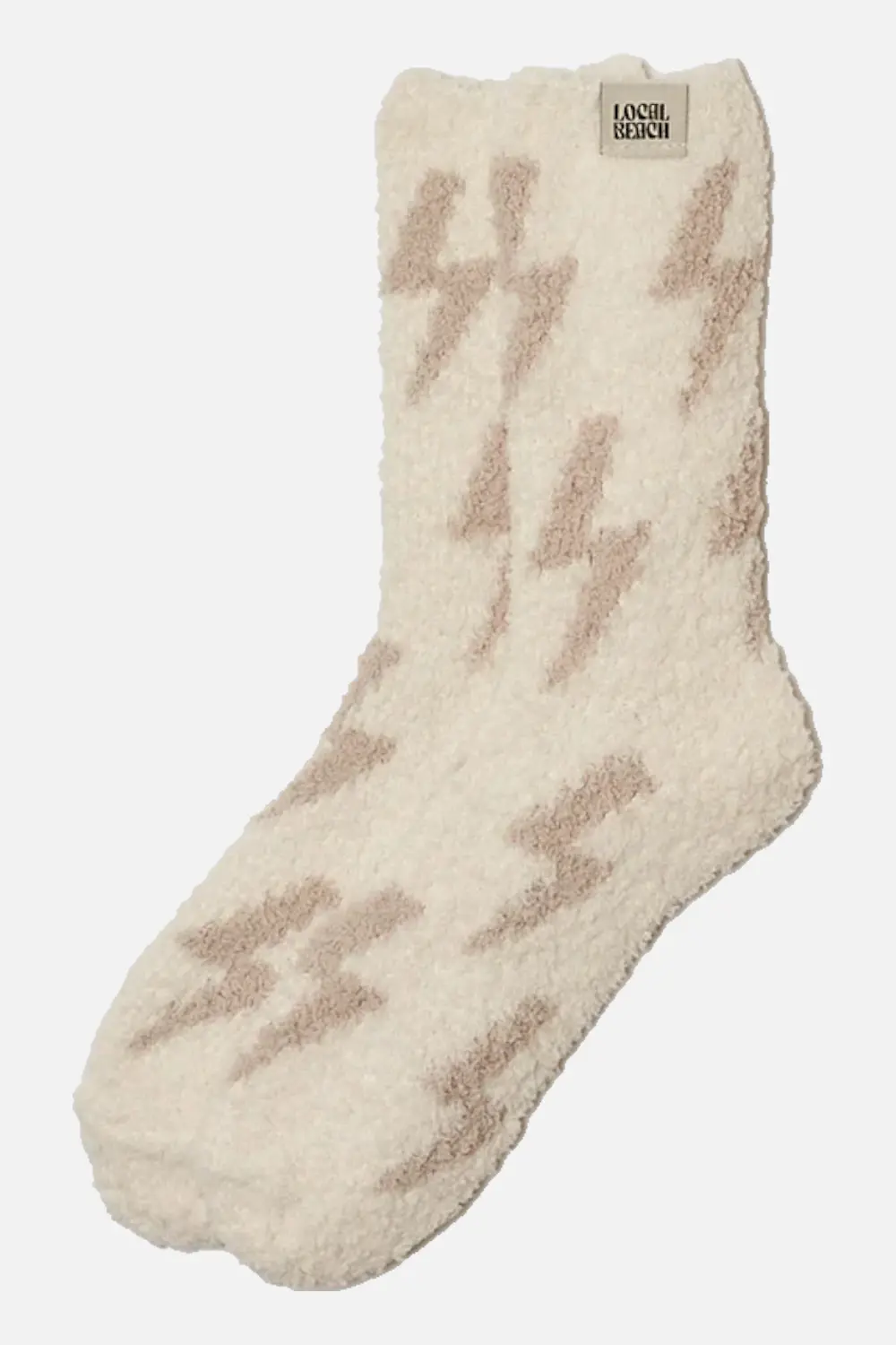 Local Beach Lighting Bolt Cozy Socks Sand/Cream 1