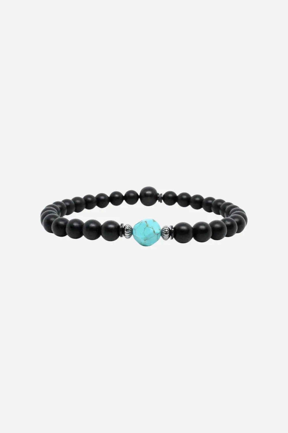 Kenton Michael Lite Turquoise Faceted Gemstone Black Onyx Men's Bracelet - Large 1