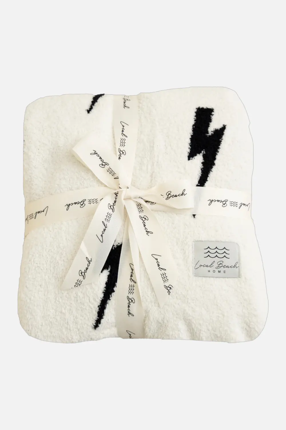 Local Beach Lighting Bolt Home Blanket In Black/Cream 1