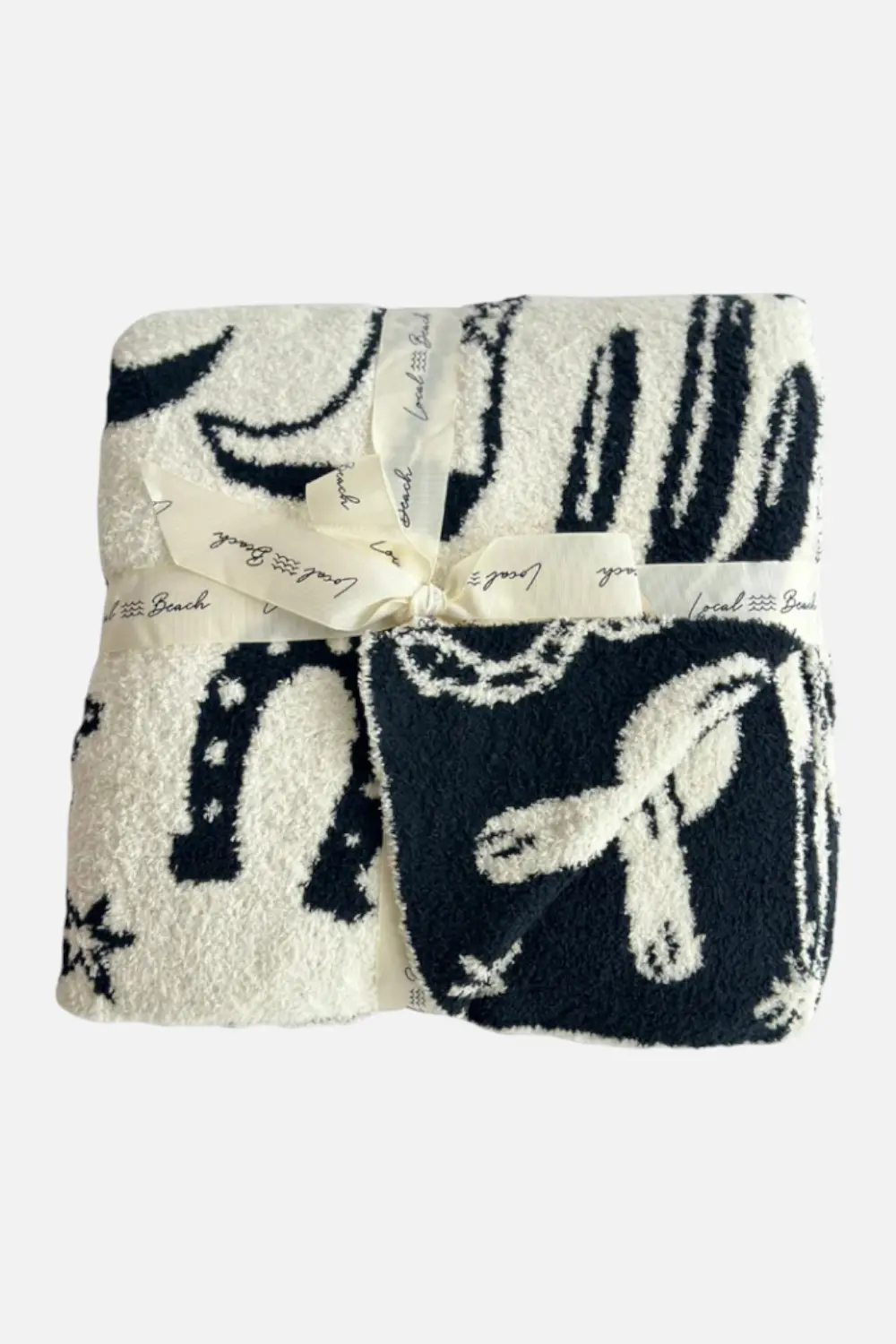 Local Beach Western Home Blanket In Black & Cream 1