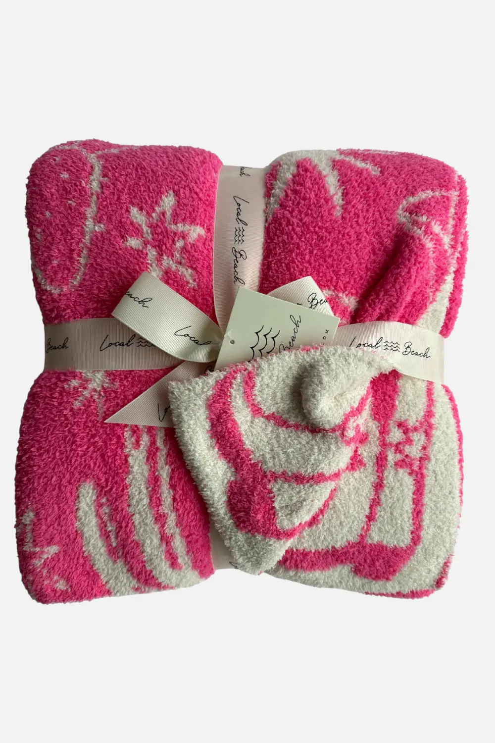 Local Beach Baby Western Blanket In Neon Pink & Cream 1