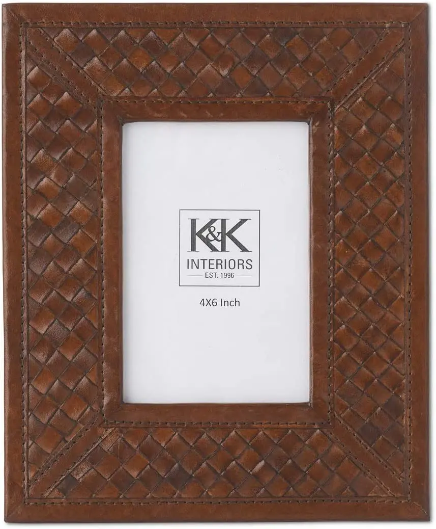 Leather Basket Weave Frame, 4X6 1