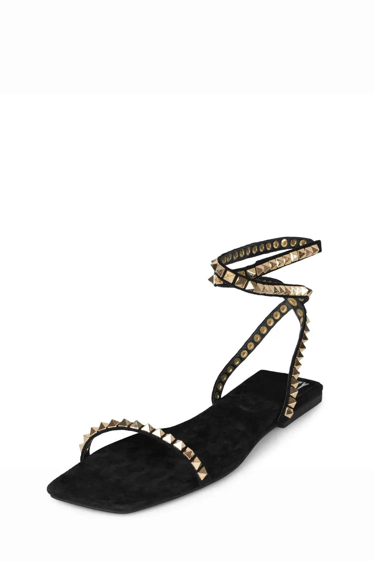 Jeffrey Campbell Luxor Ankle Sandals In Black Suede Gold 3