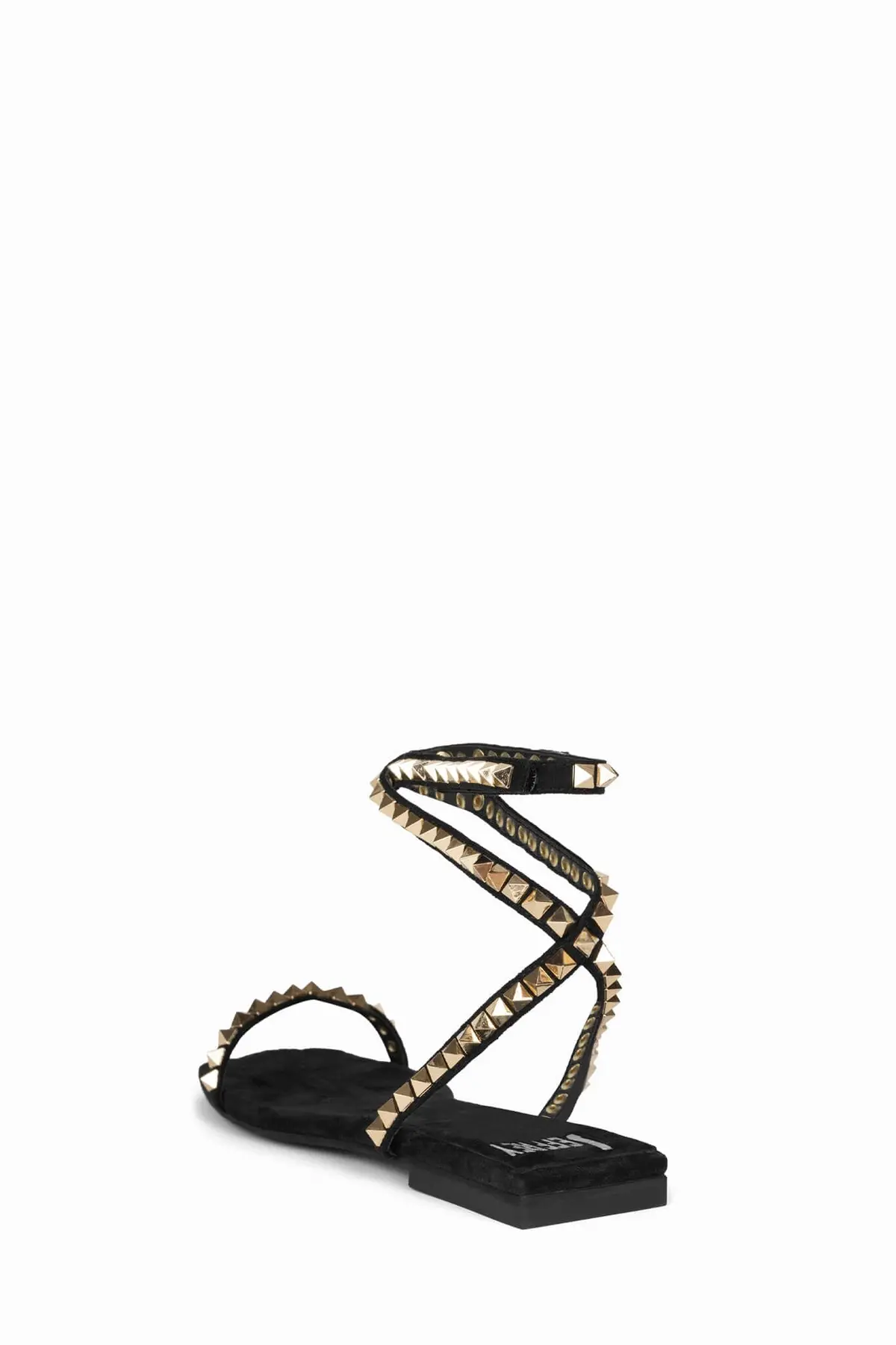 Jeffrey Campbell Luxor Ankle Sandals In Black Suede Gold 4
