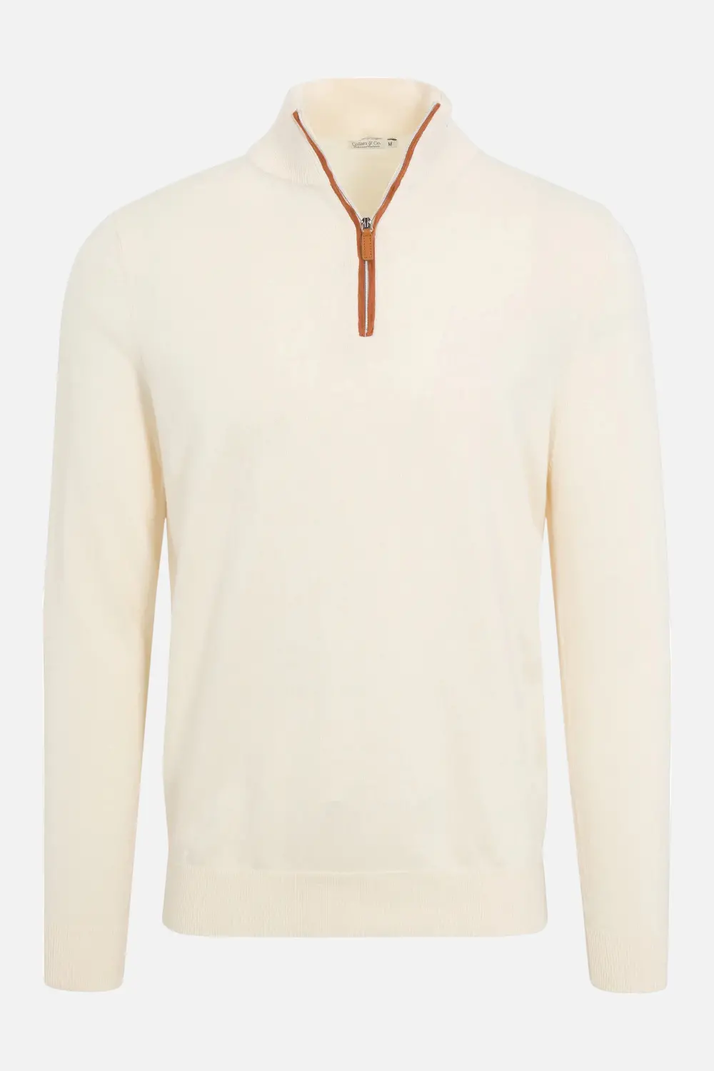 Collars & Co Luxury Touch Cotton And Cashmere Quarter Zip Sweater In Cream 1