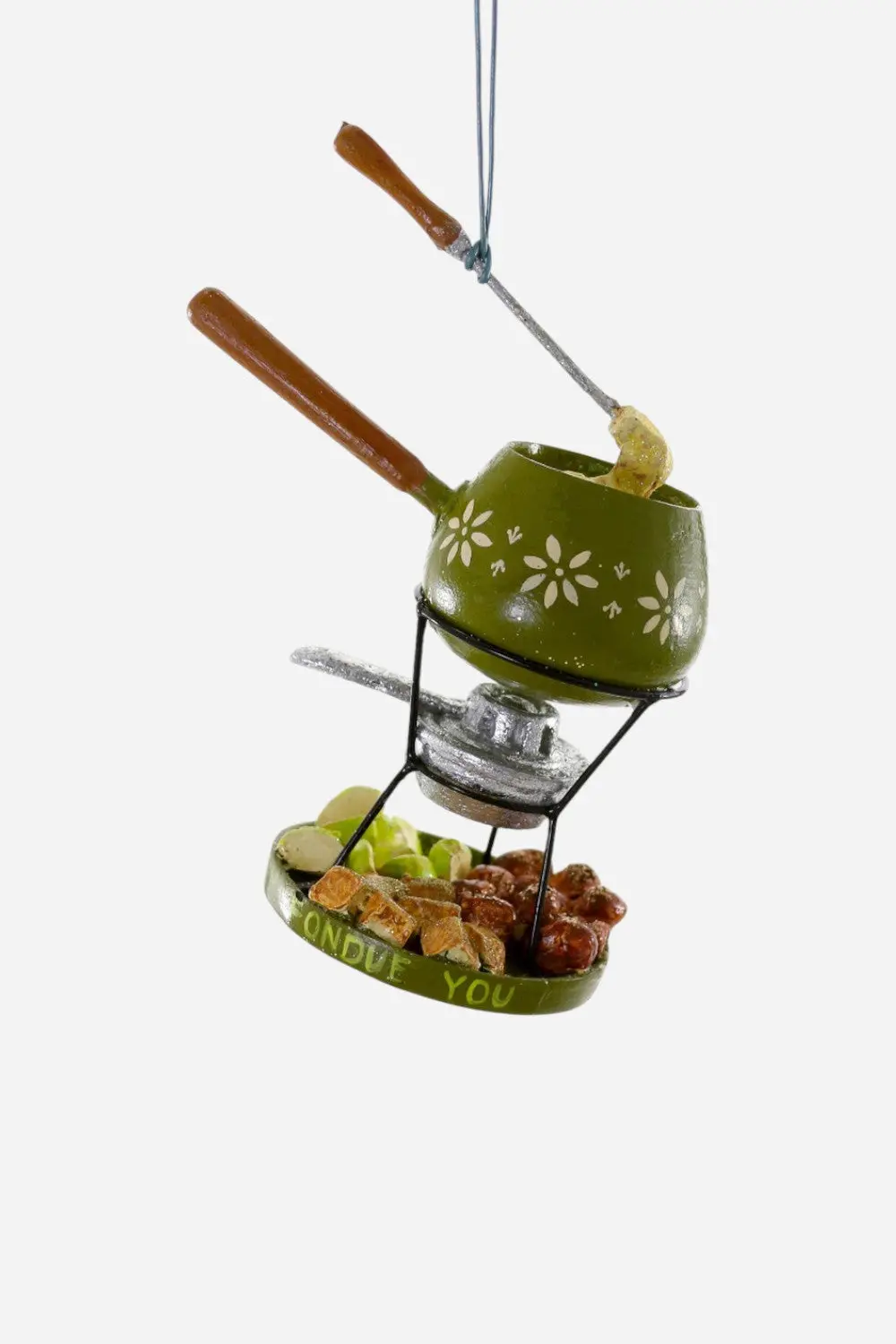 Fondue Pot Ornament In Green 1