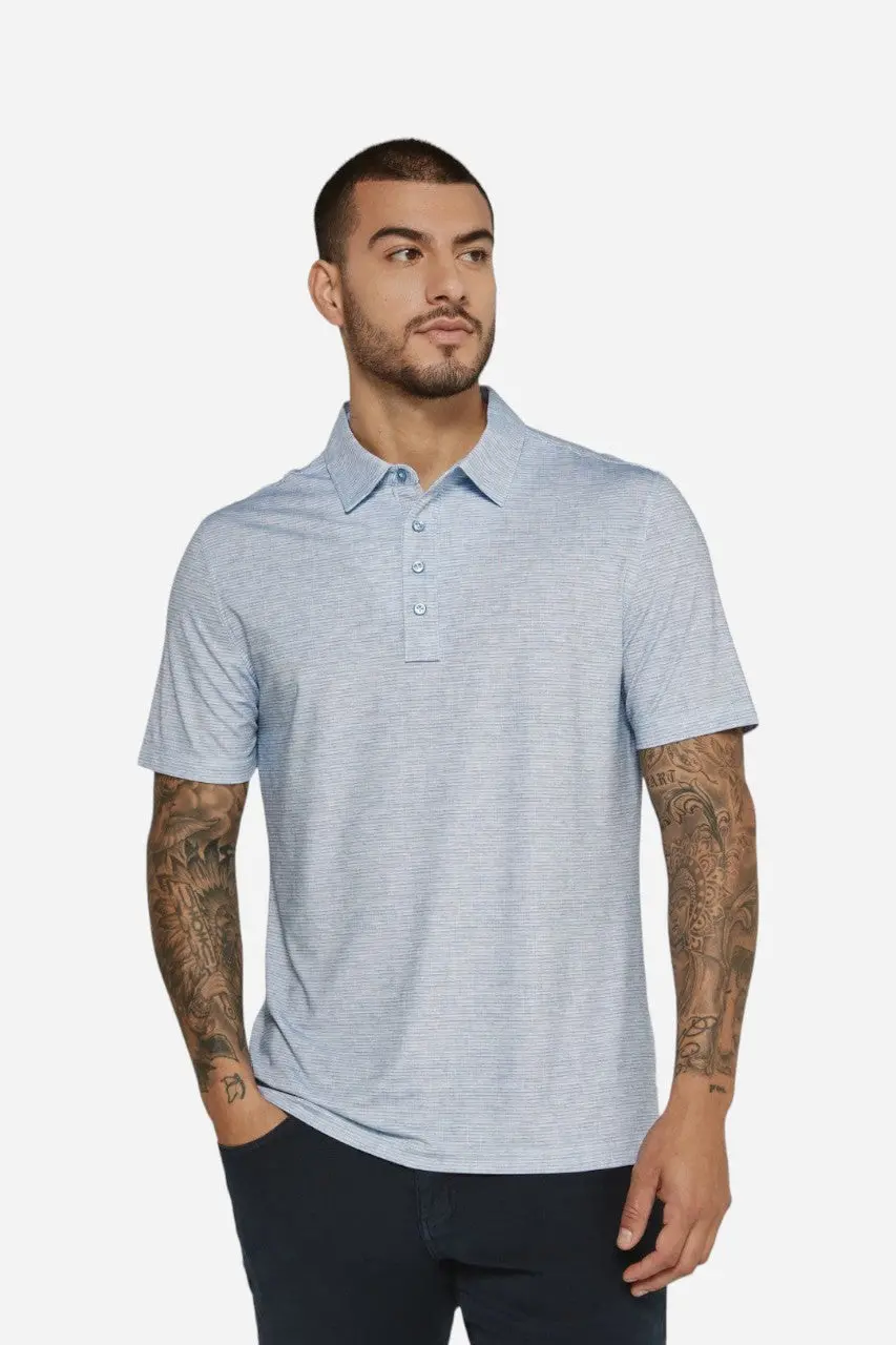 7 Diamonds Malone Short Sleeve Polo In Blue 1