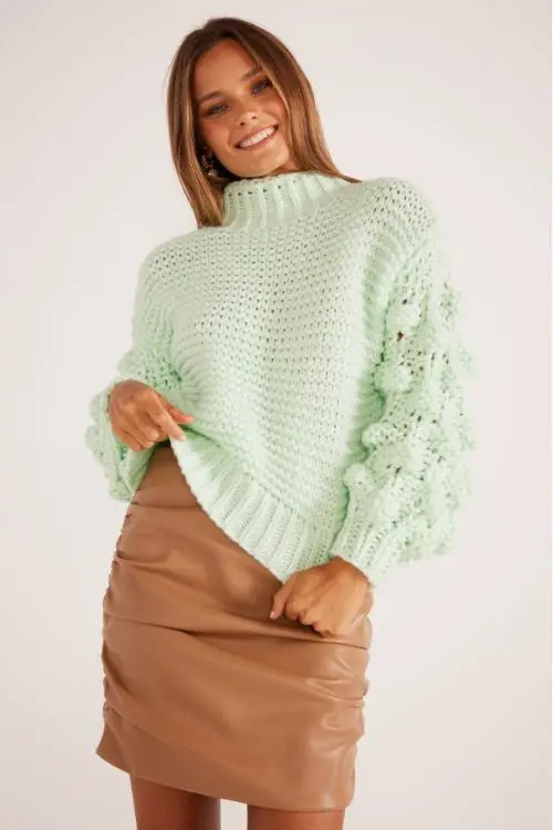 Minkpink Marcy Chunky Jumper In Mint Green 1