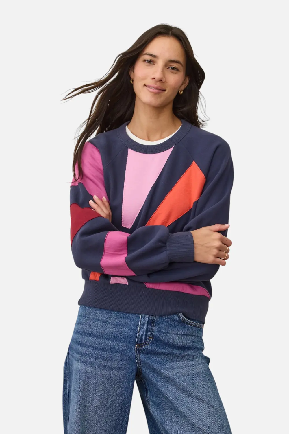 Marine Layer Cloud 9 Fleece Crew In Navy Sunburst 1