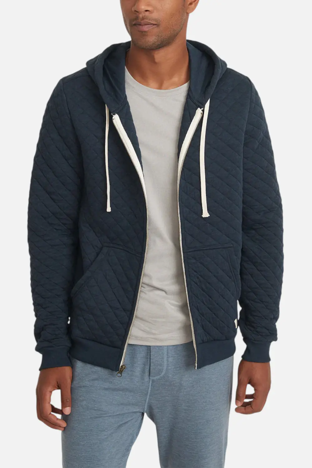Marine Layer Men's Corbet Quilted Full Zip Hood Navy Heather 1
