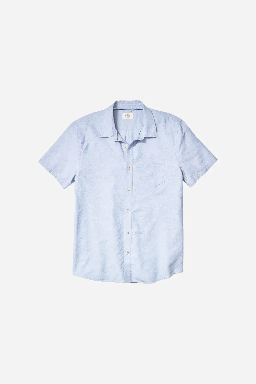 Marine Layer Better-Than-Linen Short Sleeve Shirt In Chambray 1