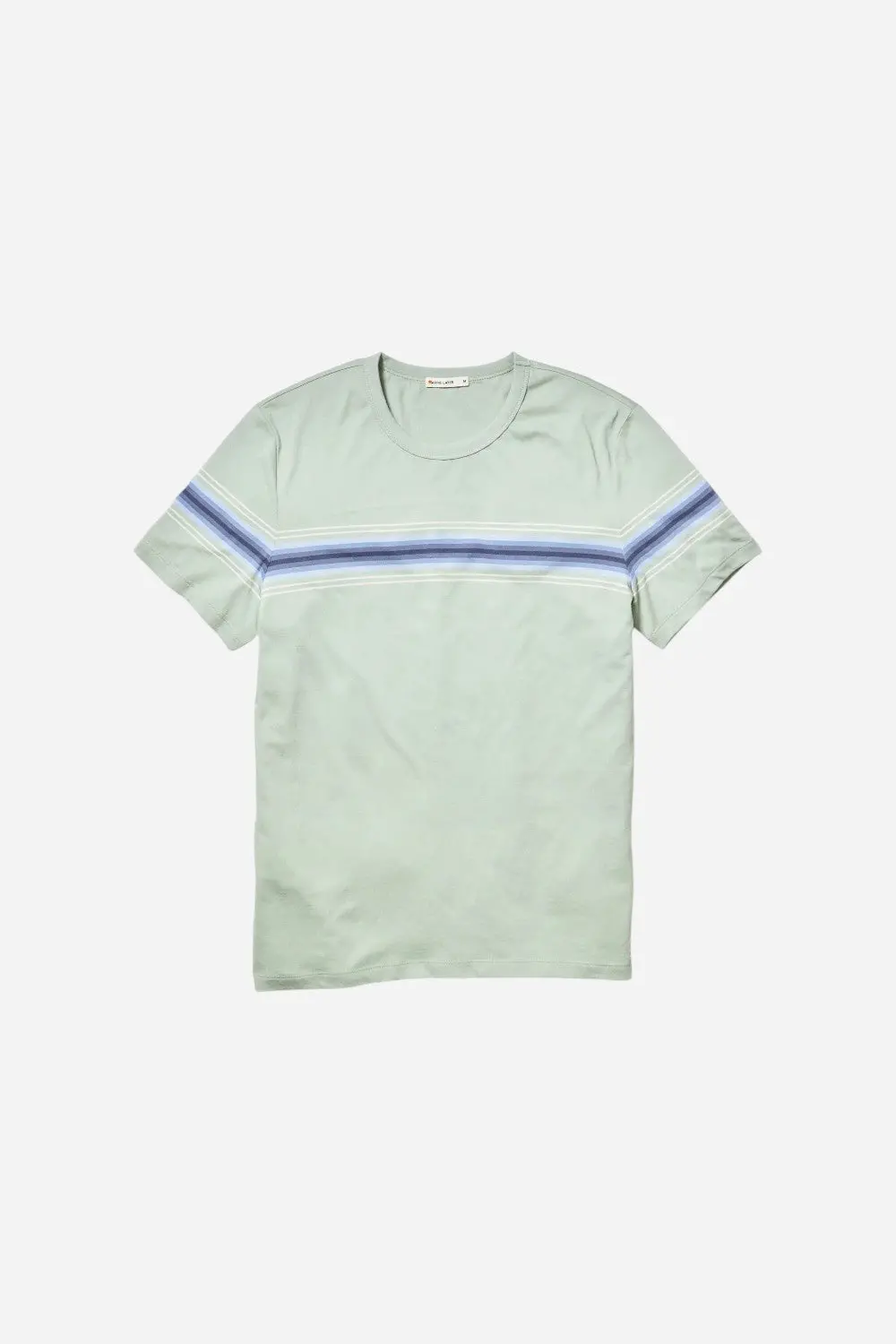 Marine Layer Signature Crew Stripe Tee In Iceberg Green 1