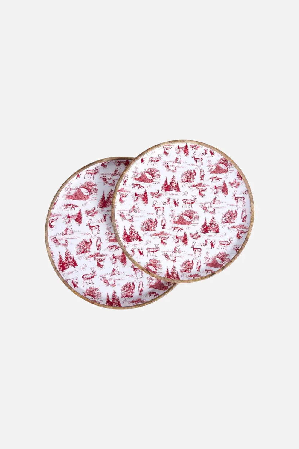 Red Winter Toile Tray - Medium 1
