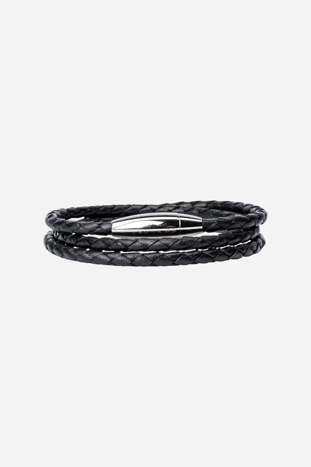 Kenton Michael Mediterranean Black Braided Leather Wrap - Large 1