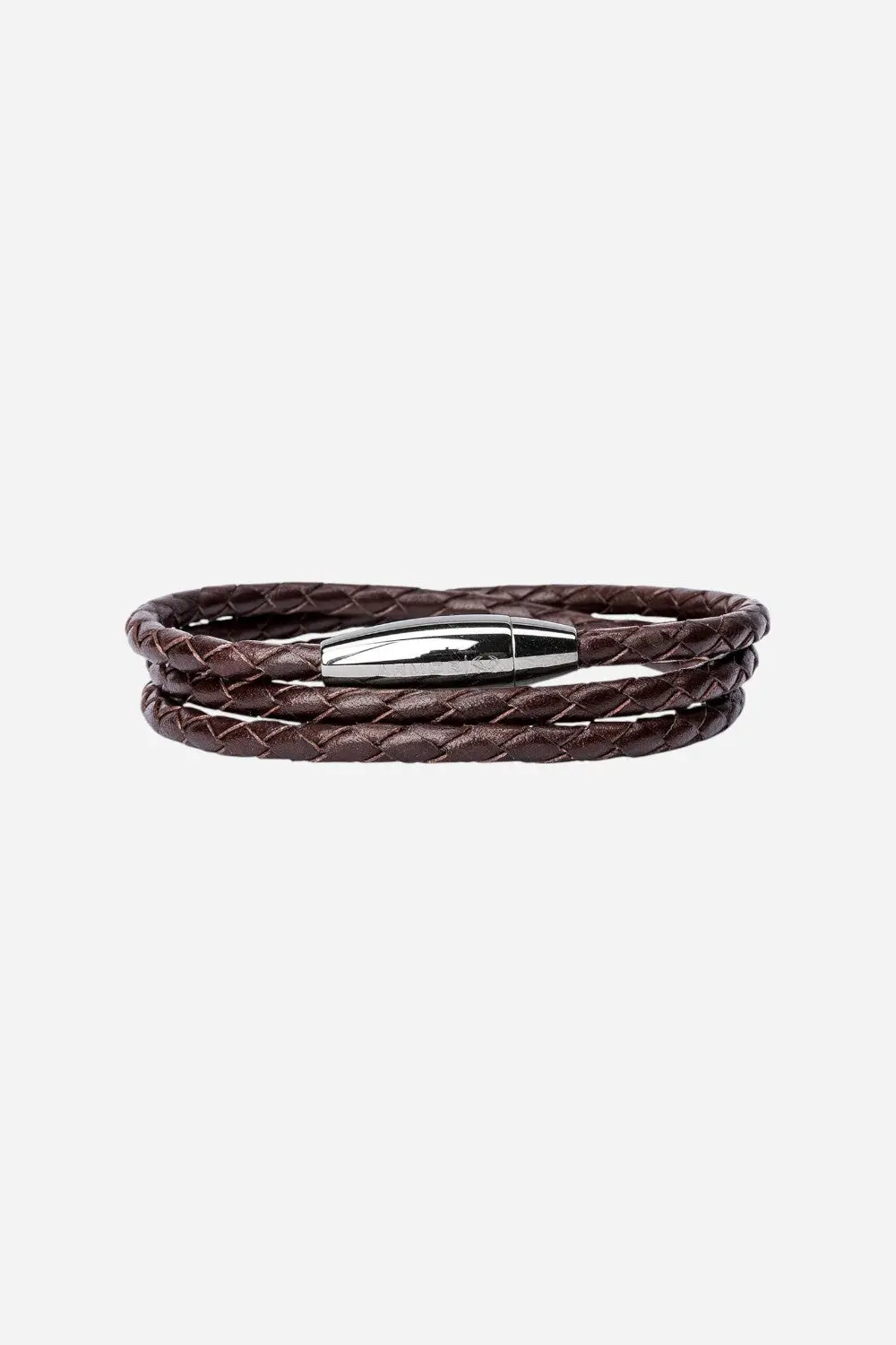 Kenton Michael Mediterranean Chocolate Braided Leather Wrap - Medium 1