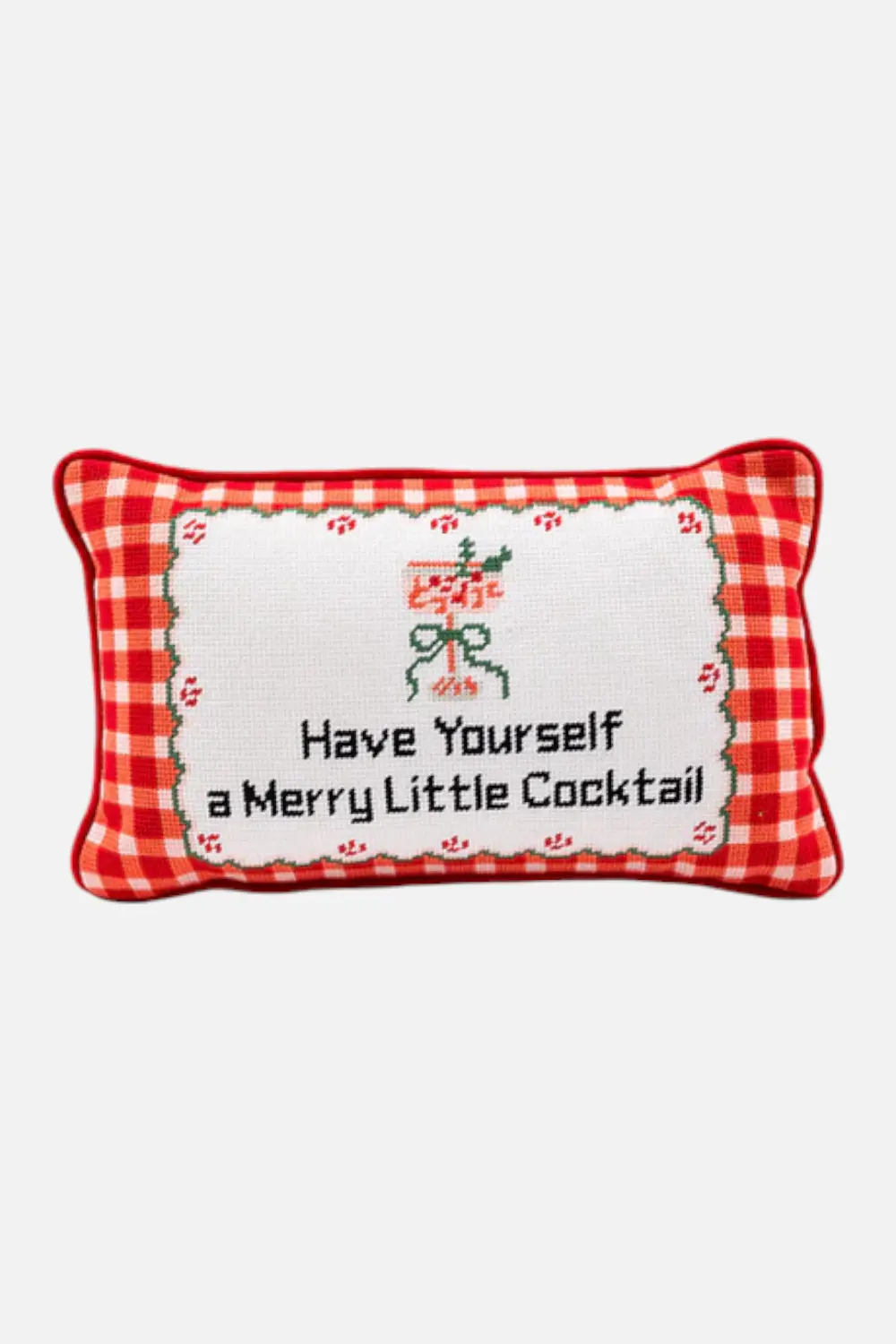 Furbish Merry Little Cocktail Needlepoint Pillow 1