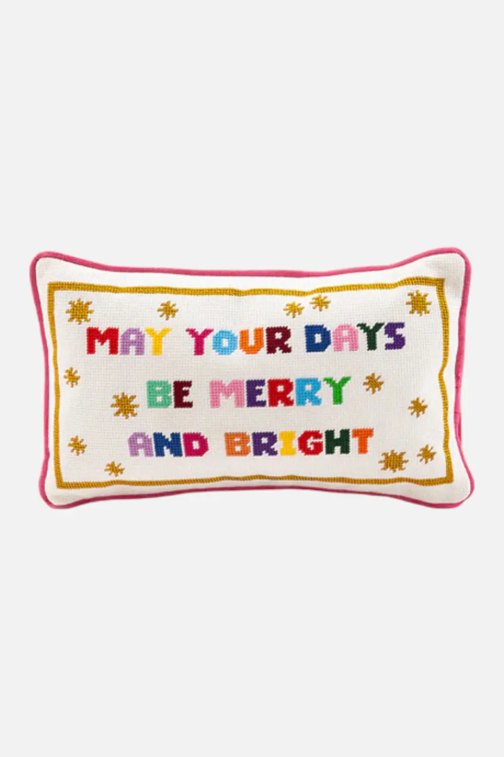 Furbish Merry & Bright Needlepoint Pillow 1