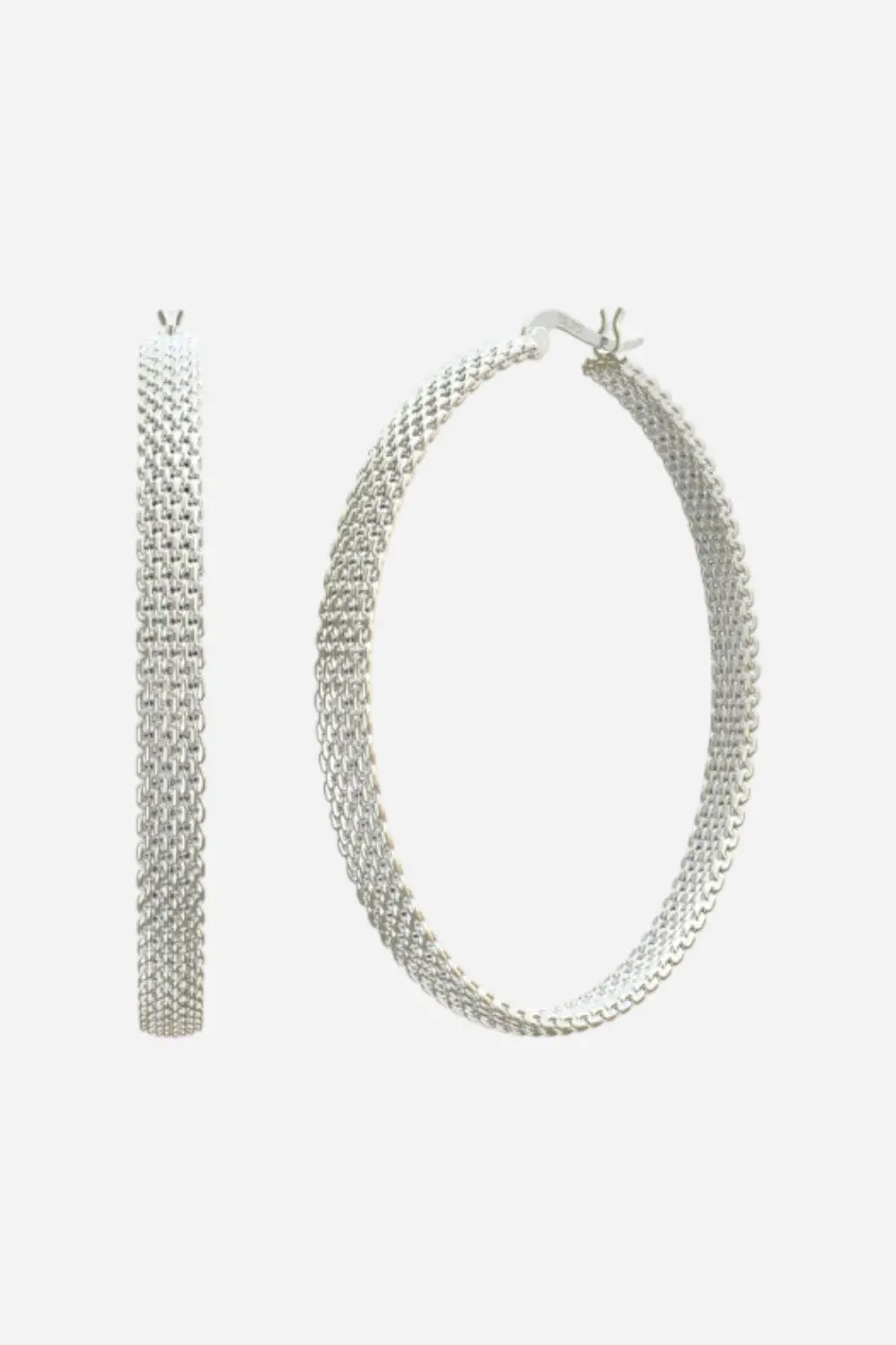 Metal Alchemist Woven Armor Hoop Earring - Silver 45 Mm 1