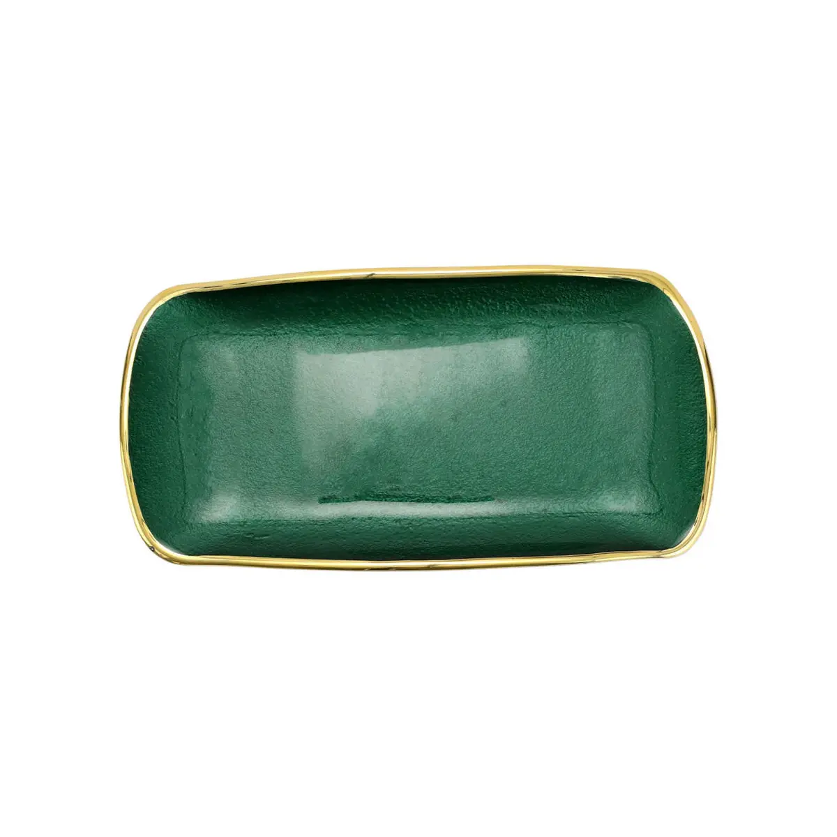 Vietri Metallic Glass Rectangular Tray In Emerald 1