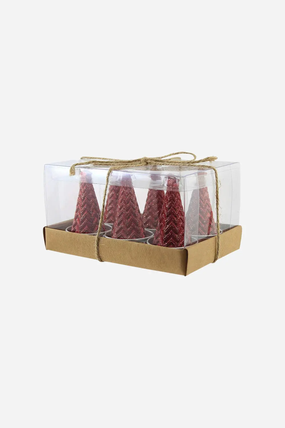 Metallic Tree Tea Light In Red Set Of 6 1