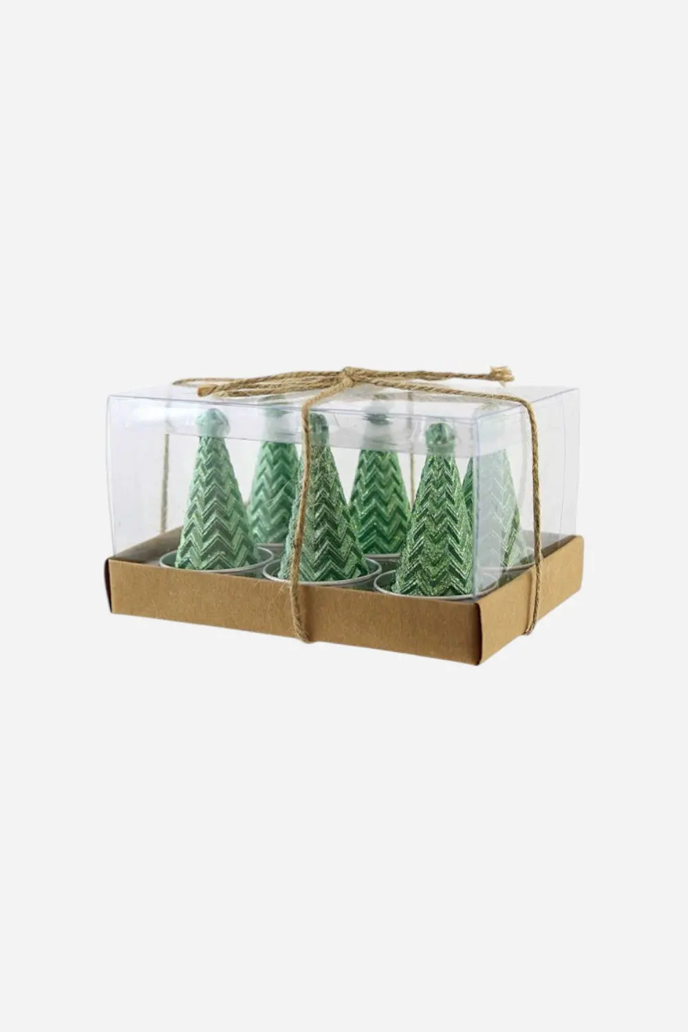 Metallic Tree Tea Light In Green Set Of 6 1