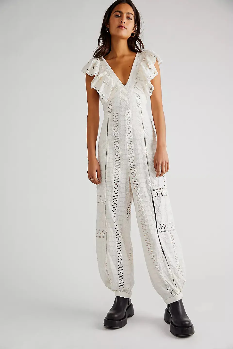 Free People Mikayla Jumpsuit In Ivory 1