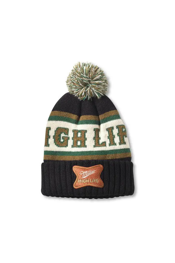 American Needle Miller High Life Pillow Line Knit Benie In Black Gold 1