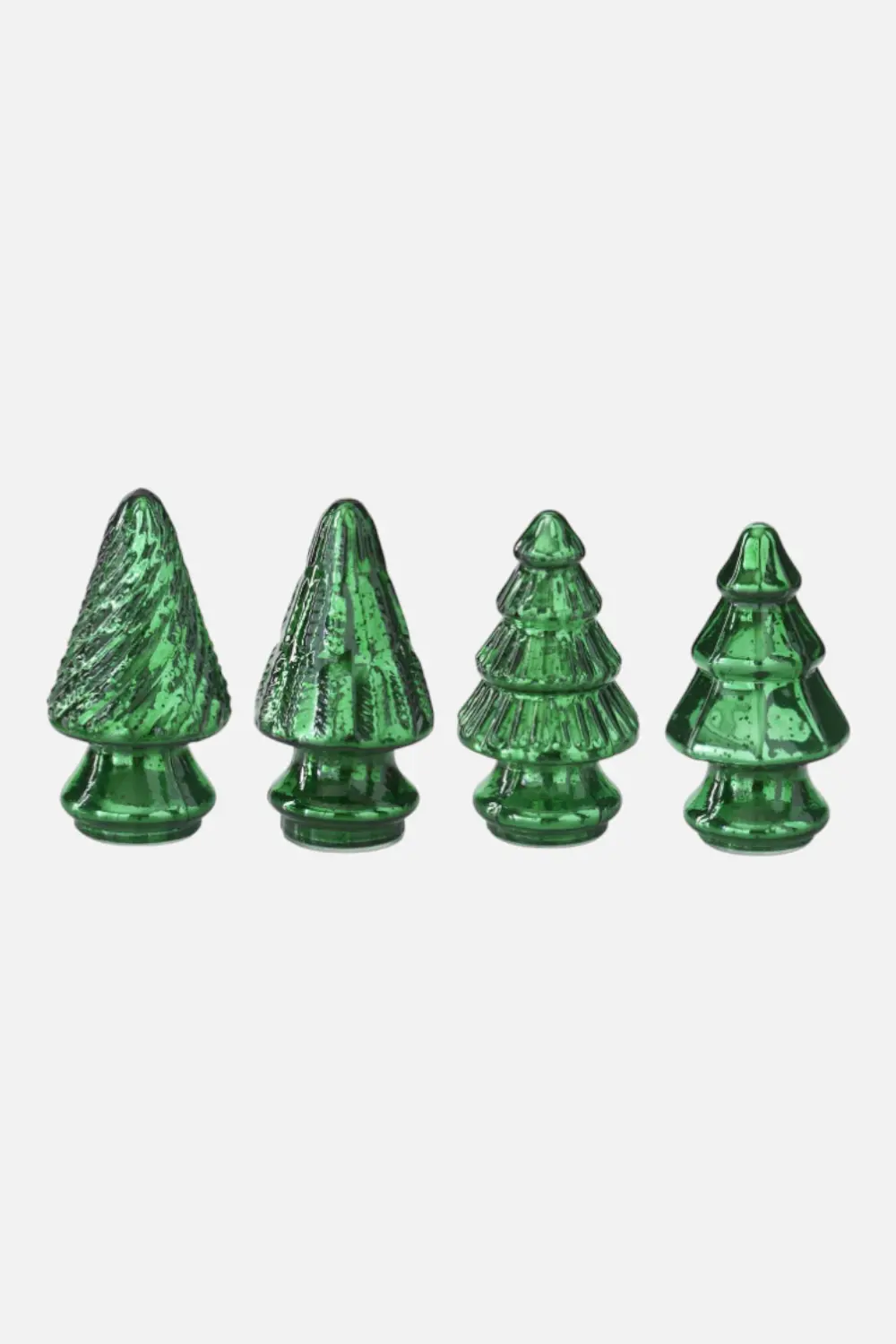 Mini Green Glass Trees Set Of 4 1