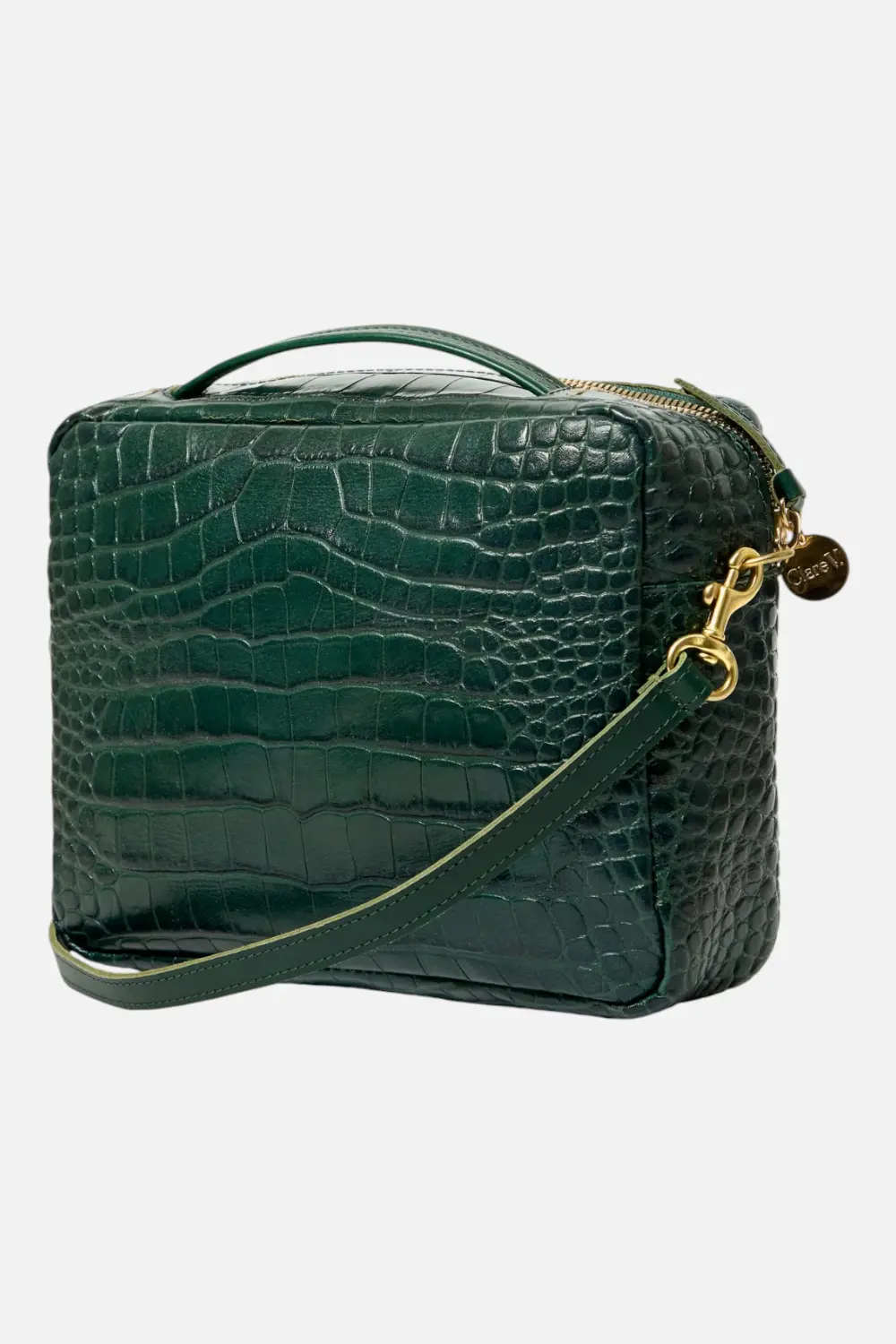 Clare V Mirabel In Deep Pine Embossed Croco 1