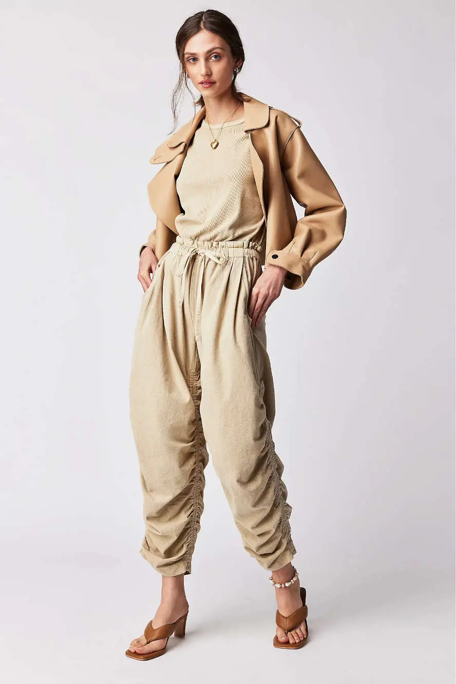 Free People Mixed Media One-Piece In Sand Jam 1