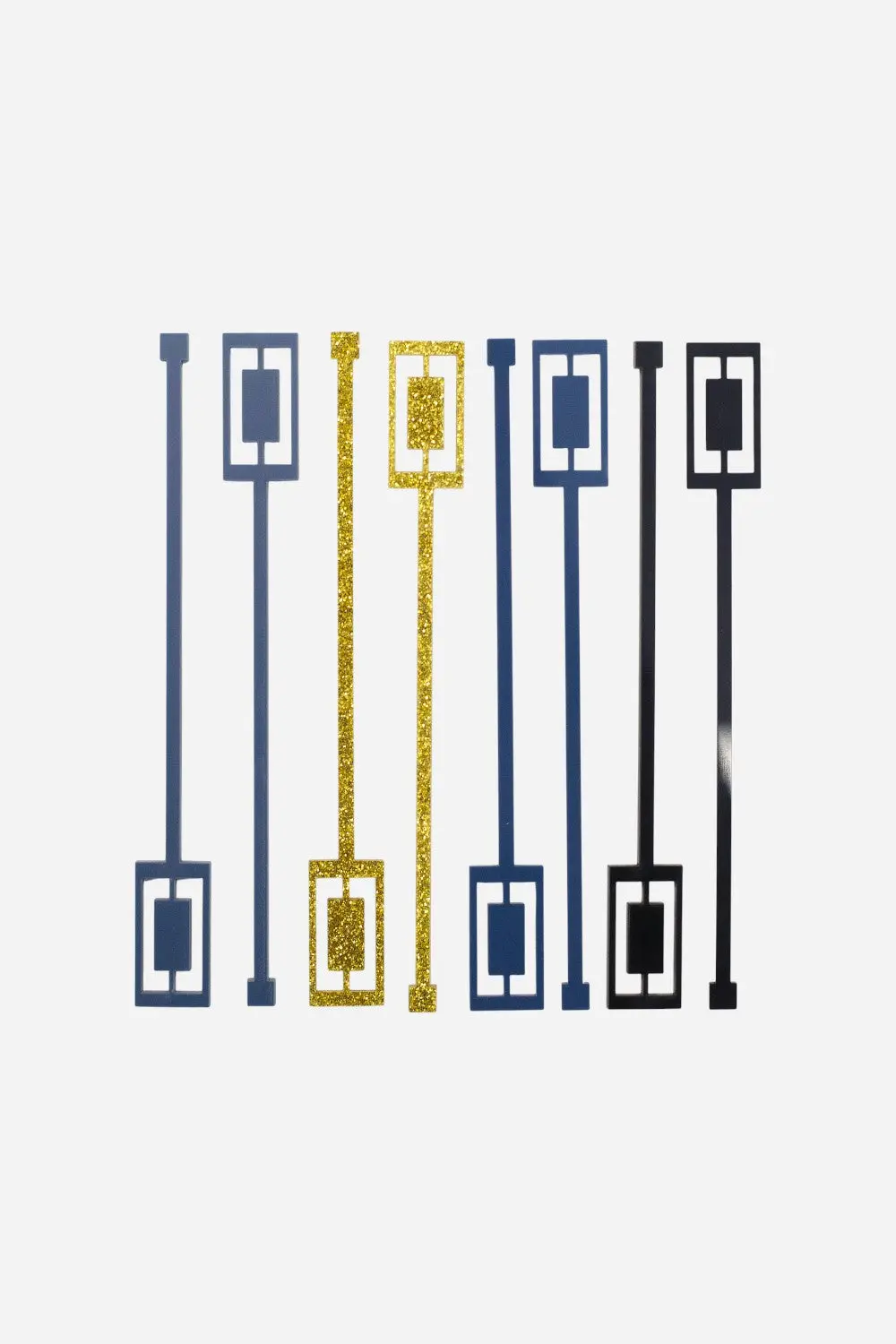 Mod Lounge Navy And Gold Rectangle Acrylic Swizzle Stix Drink Stirrers 1