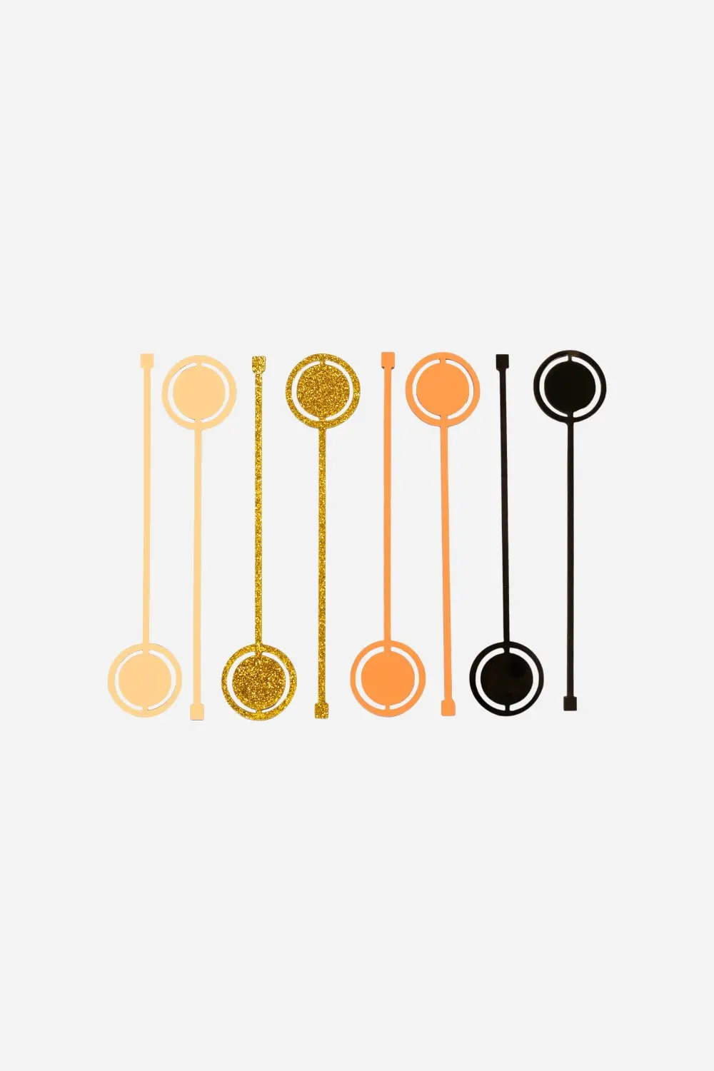 Mod Lounge Pink And Gold Round Acrylic Swizzle Stix Drink Stirrers 1