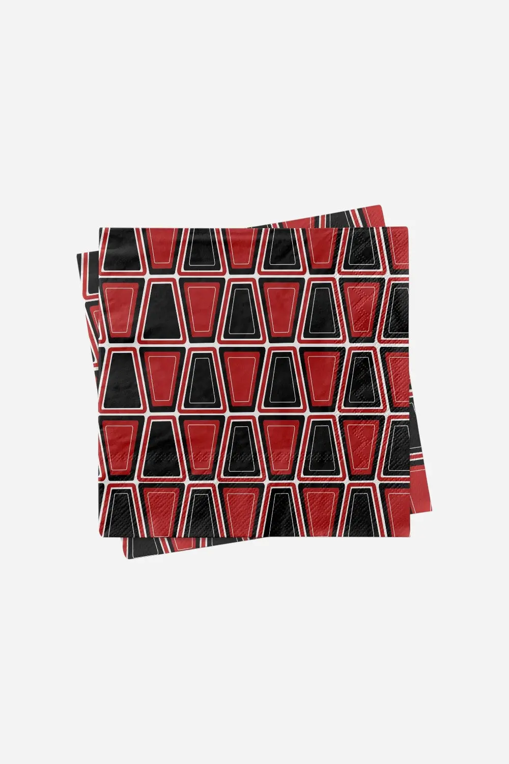 Mod Lounge Red And Black Retro Blocks Cocktail Beverage Napkin 1