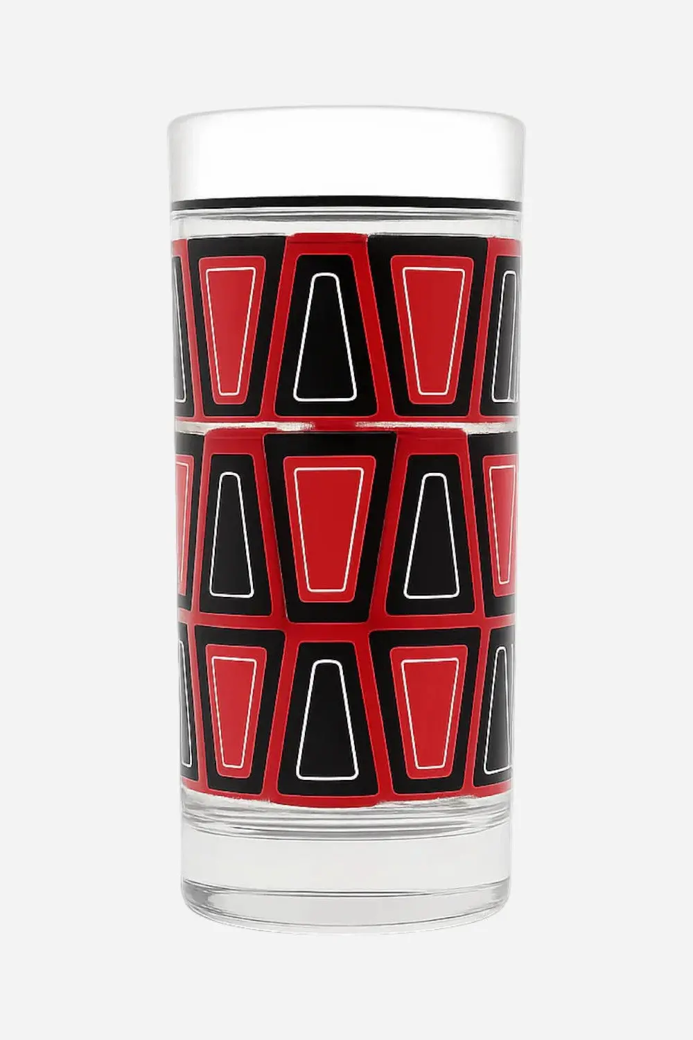 Mod Lounge Red And Black Retro Blocks Highball Collins Vintage Cocktail Glass 1