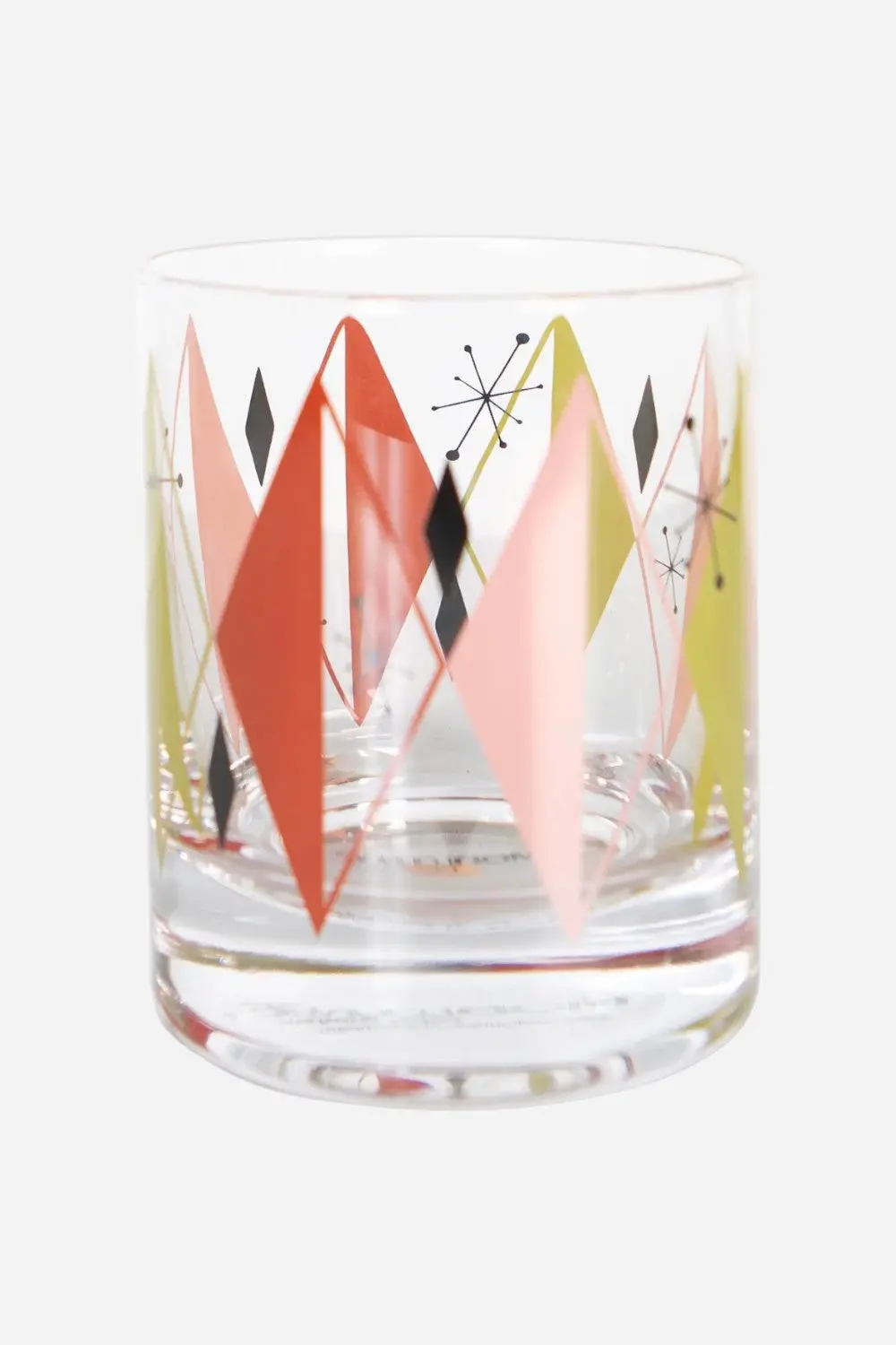 Mod Lounge Retro Diamond Mid Century Vintage Whiskey Rocks Cocktail Glass 1