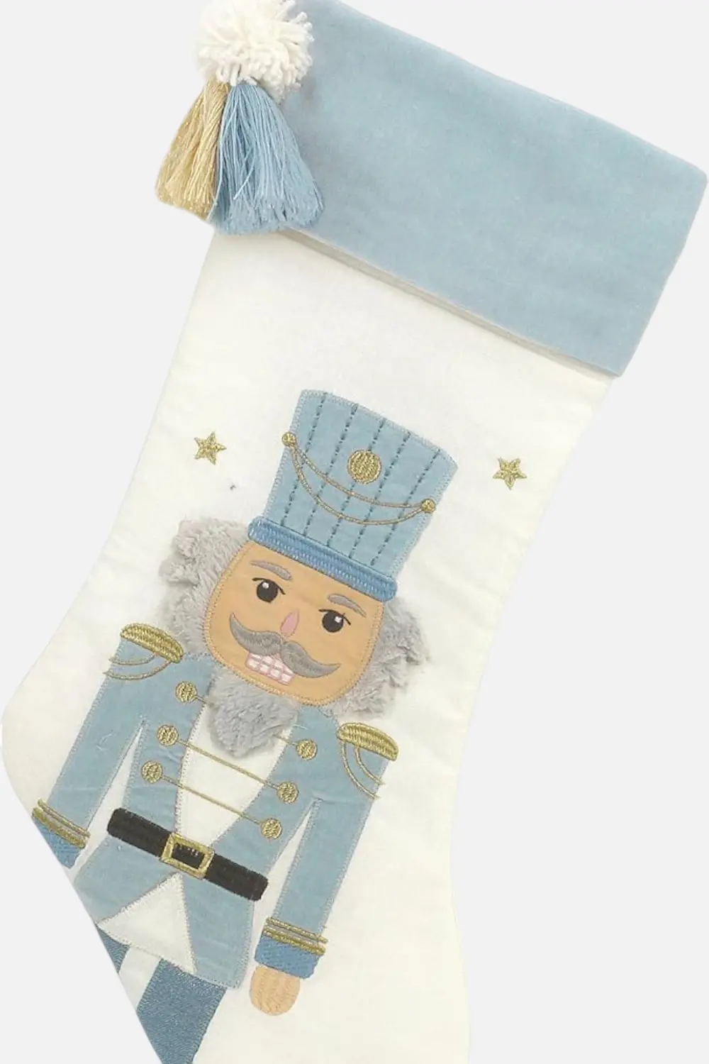 Mon Ami Tassled Nutcracker Stocking In Blue 1