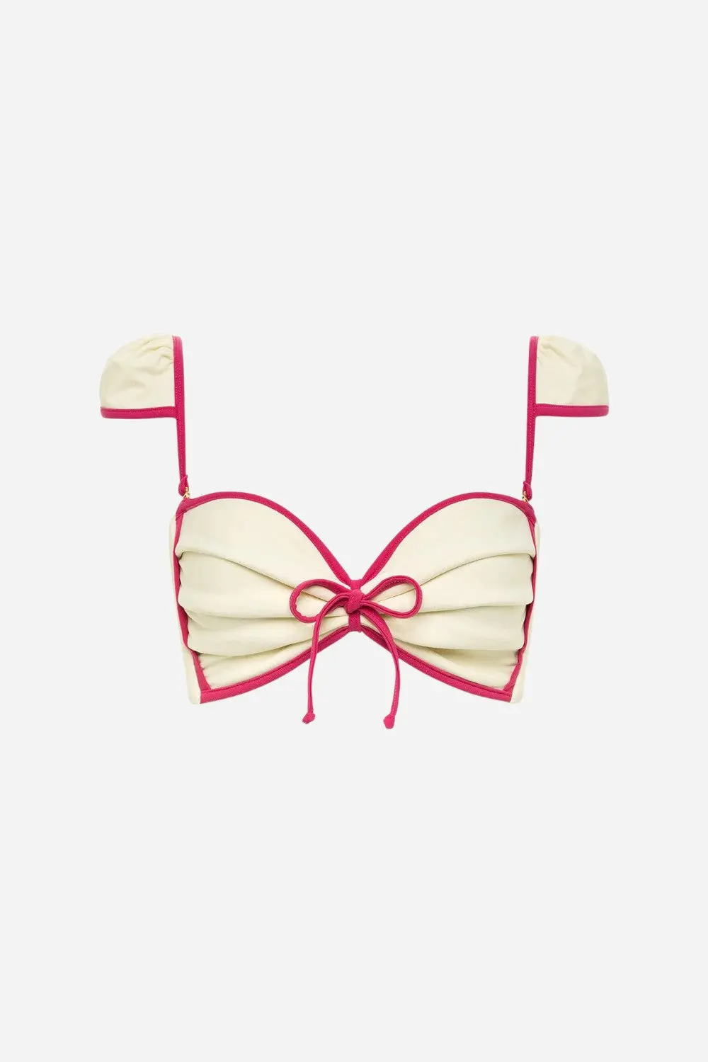Montce Cream Raspberry Binded Cabana Bows Bikini Top 1