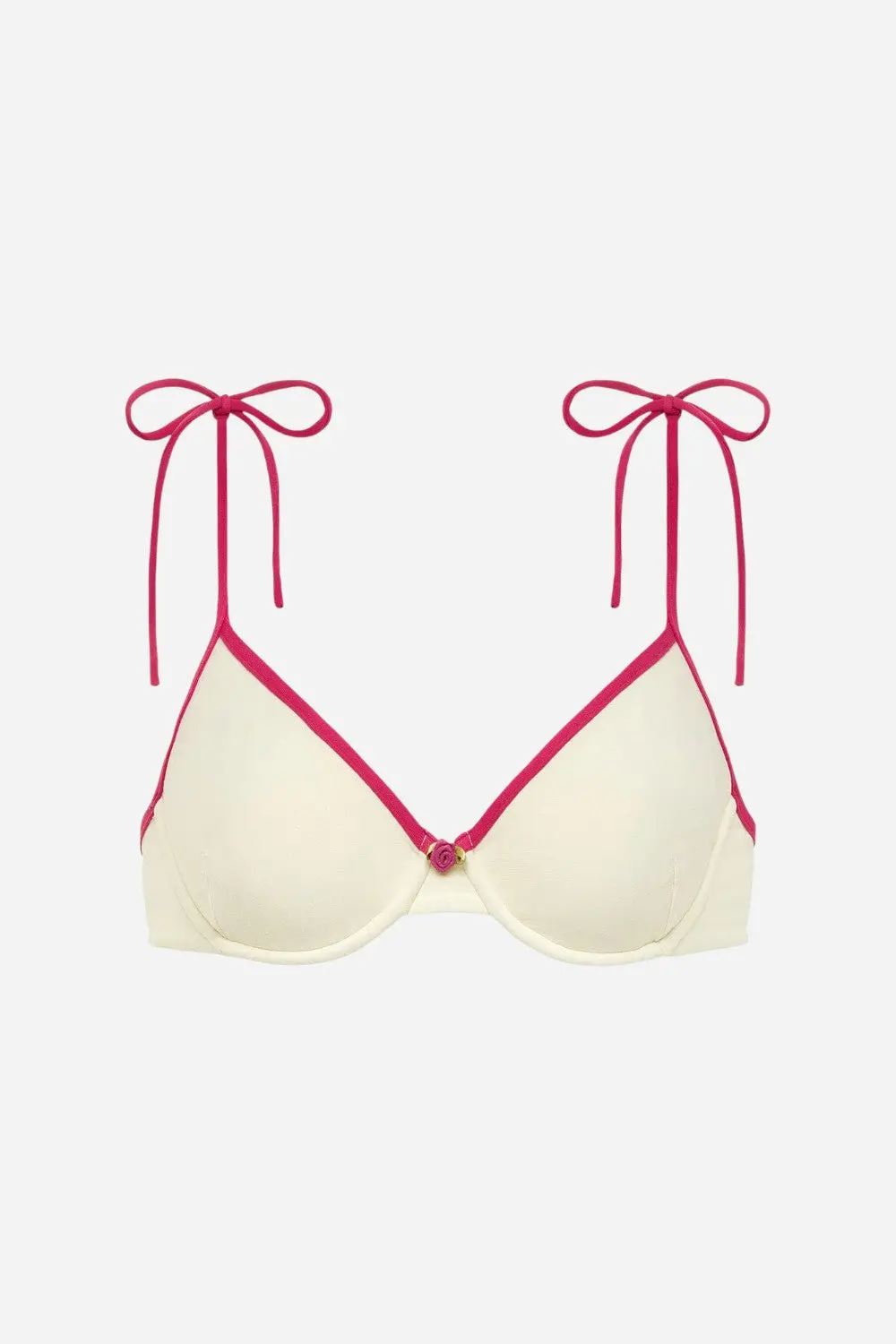 Montce Cream Raspberry Binded Dainty Bikini Top 1