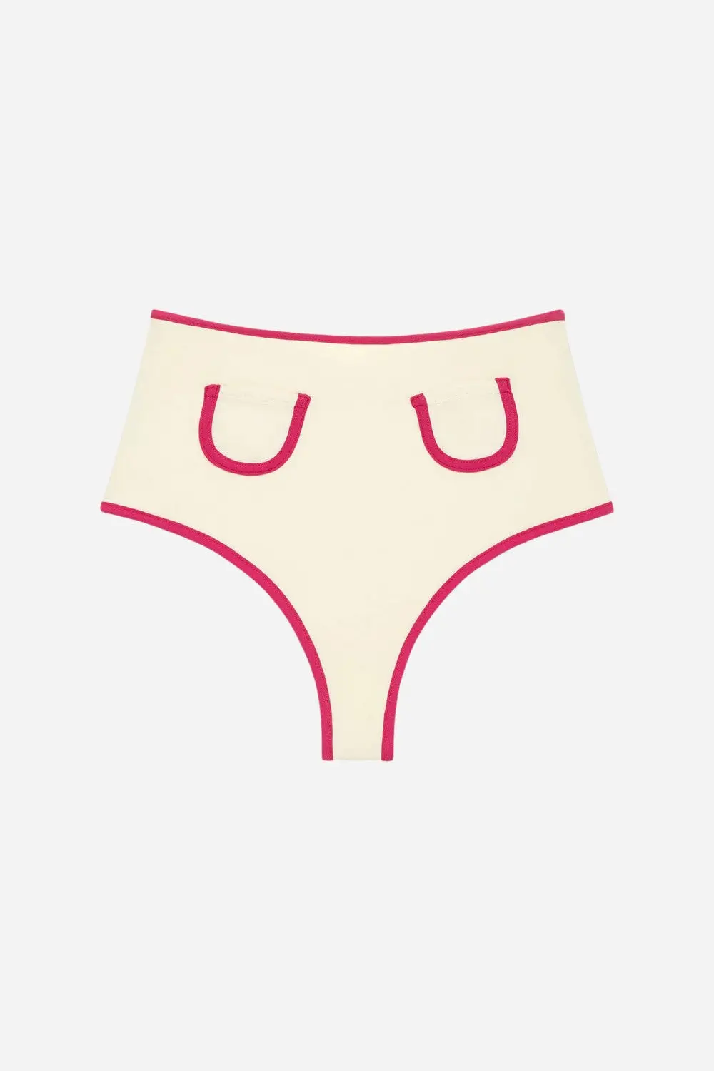 Montce Cream Raspberry Binded Polly Bikini Bottom 1