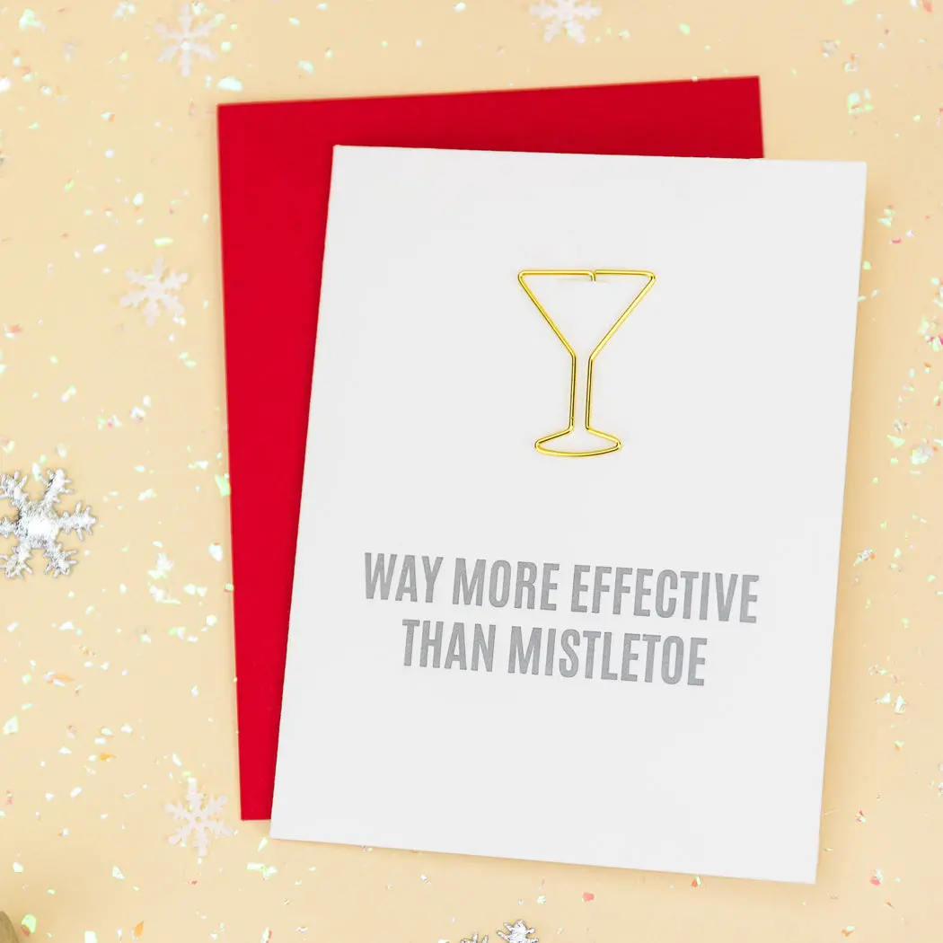 More Effective Than Mistletoe Paper Clip Letterpress Card 2