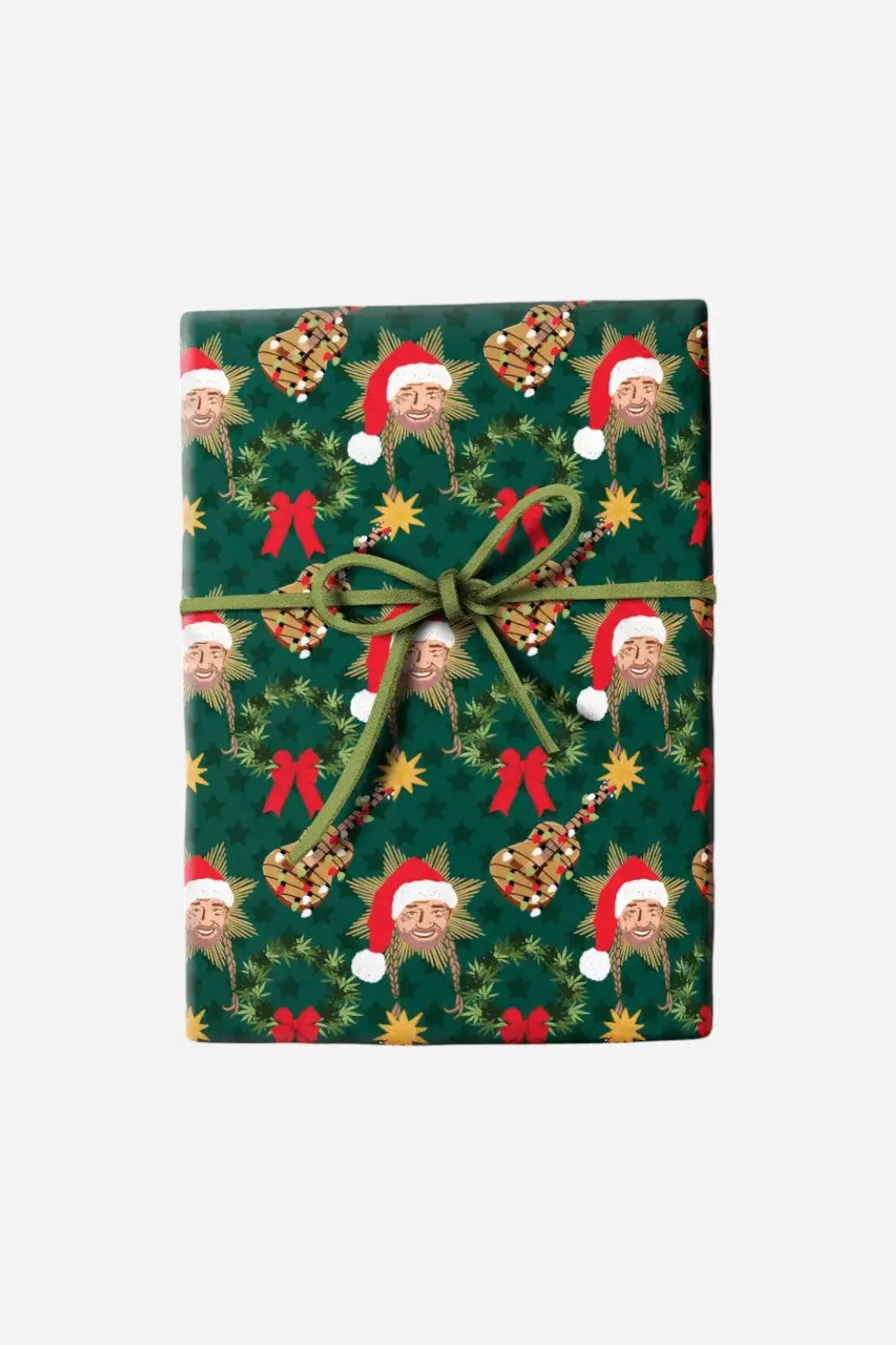 Santa Willie Nelson Wrapping Paper - Single Sheet 1