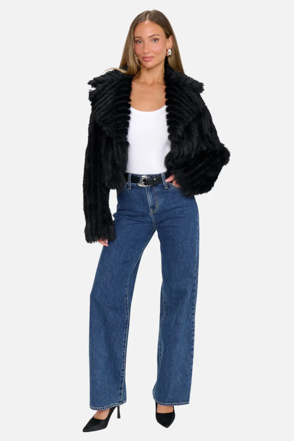 Show Me Your Mumu Salt Lake City Cropped Jacket In Black Faux Fur 1