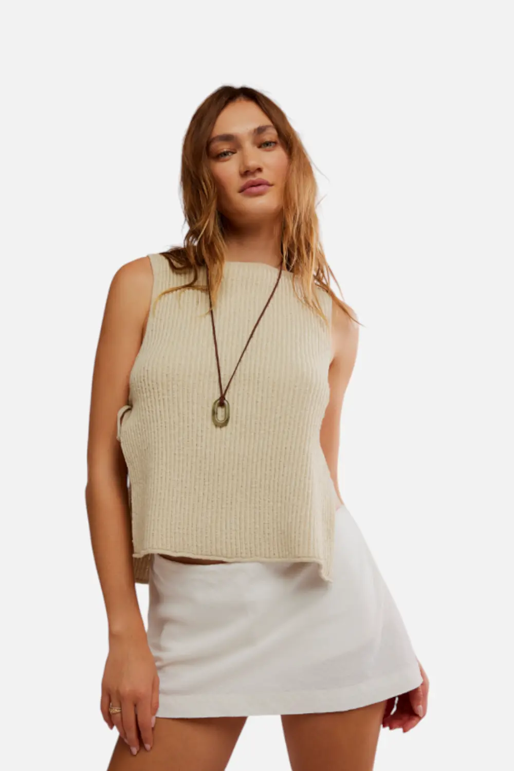 Free People Women's My Little Micro Mini Cotton-Linen Skort In Ivory 1