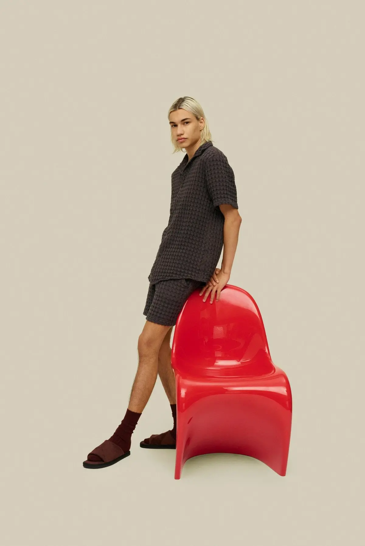 Oas Nearly Black Cuba Waffle Shirt 2