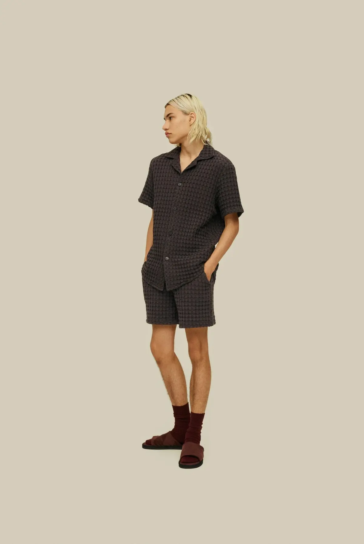 Oas Nearly Black Cuba Waffle Shirt 5